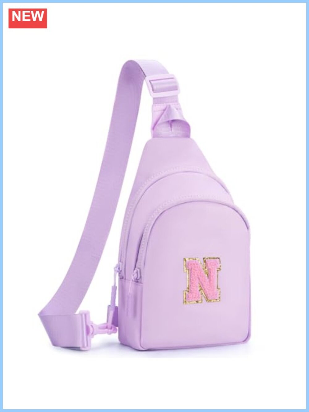 Personalized Initial Crossbody Sling Bag Nylon Waterproof Adjustable Strap